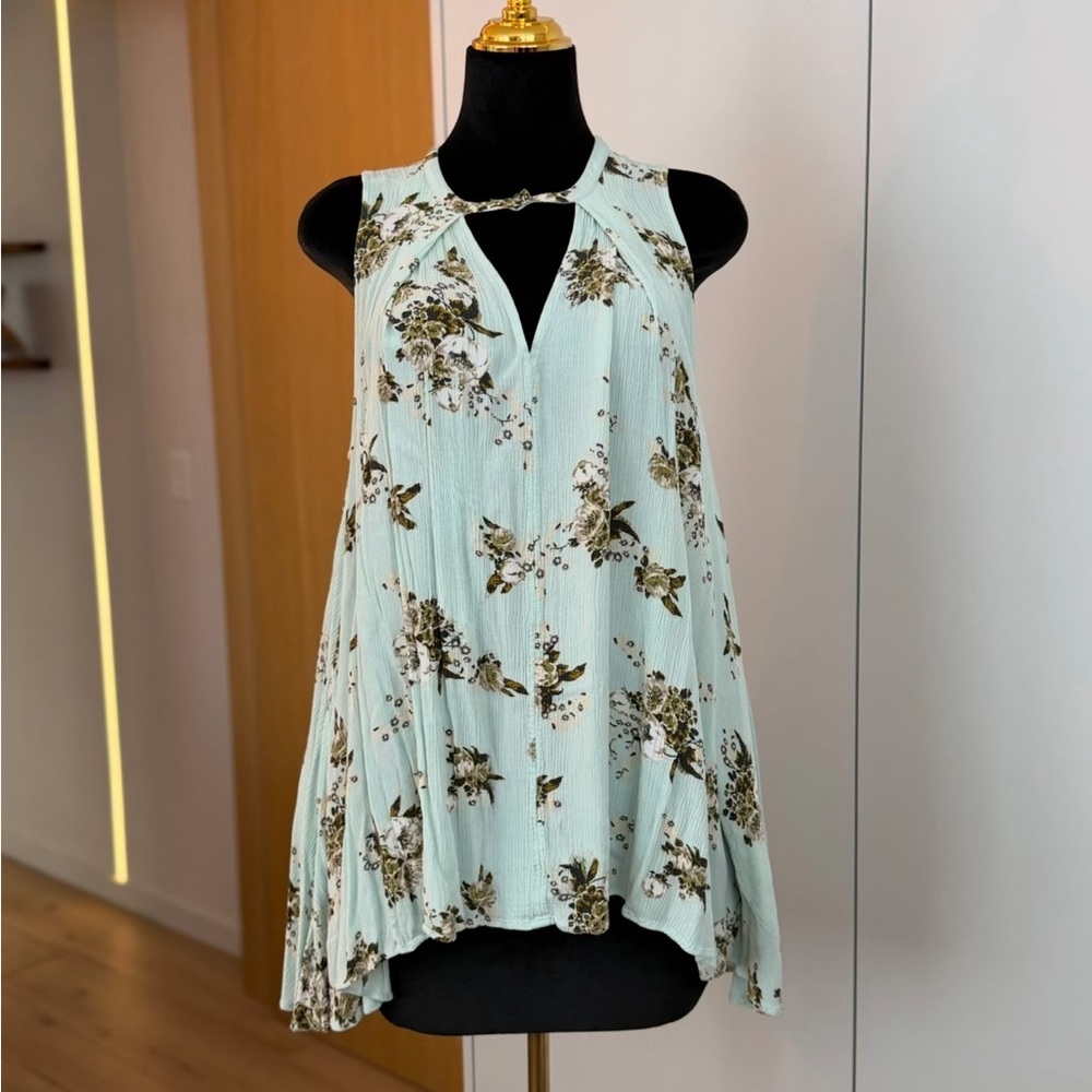 Free People Floral Flowy Tank Dress in Mint | Meadow Muse